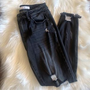 Black Distressed Kancan Skinny Jeans - Size 7/27